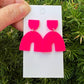 Neon Pink Arch Acrylic Earrings Valentines Day