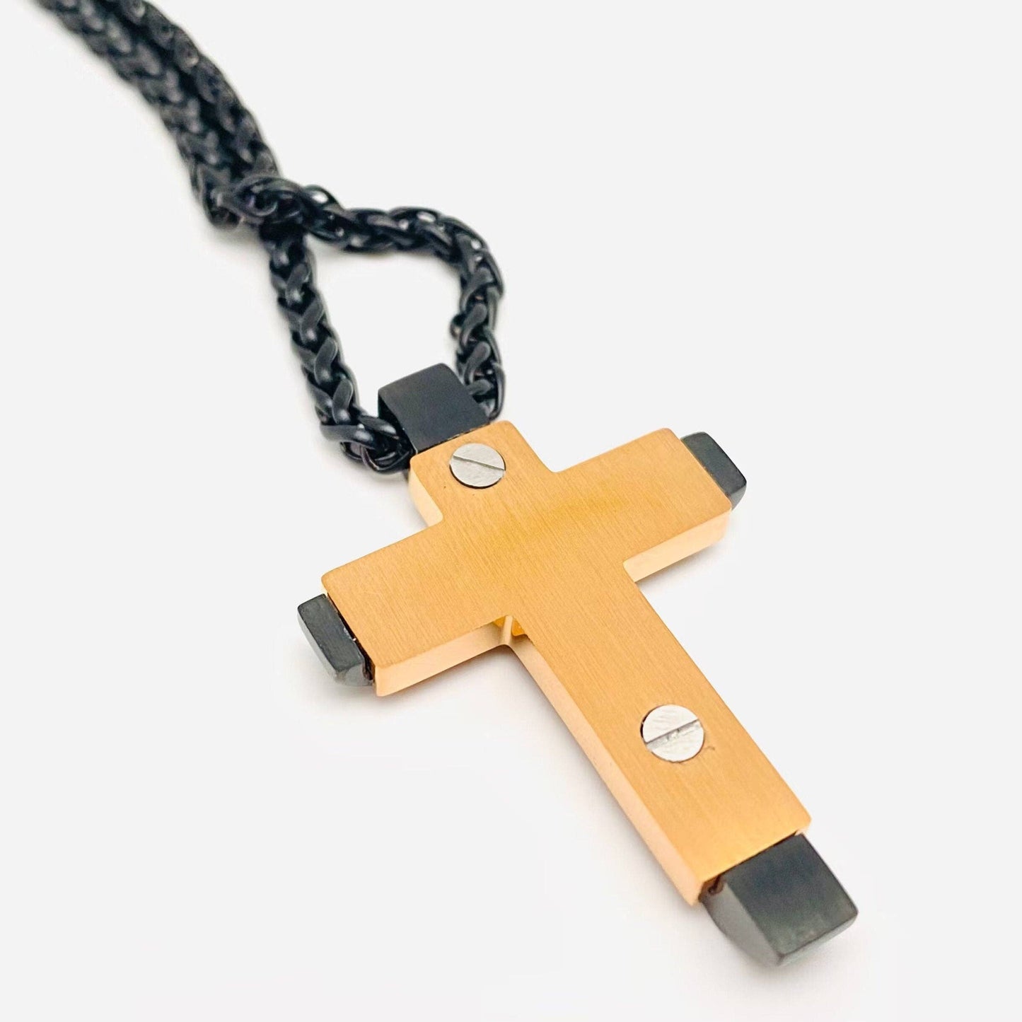 Two-tone Men’s Stainless Steel Cross Necklace