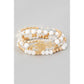 White Ornate Cross Charm Layered Beaded Bracelet Set