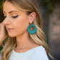 Teal Turquoise Blue Raffia Rattan Wicker Circle Cutouts