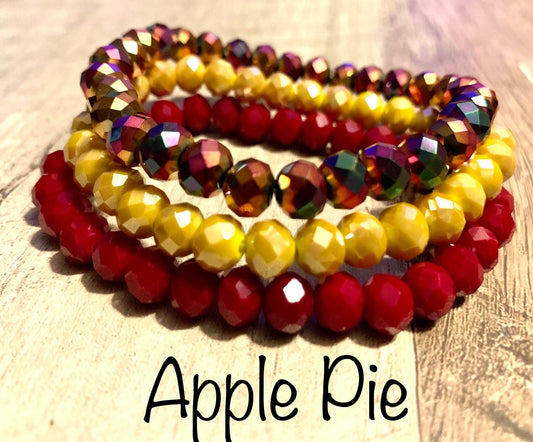 3pc Crystal Bead Bracelet Set- Apple Pie