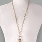 Gold Leopard Cross Long Beaded Necklace
