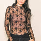 Black Mock Neck Layering Lace Top