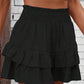 Black Wide Leg Ruffle Skort