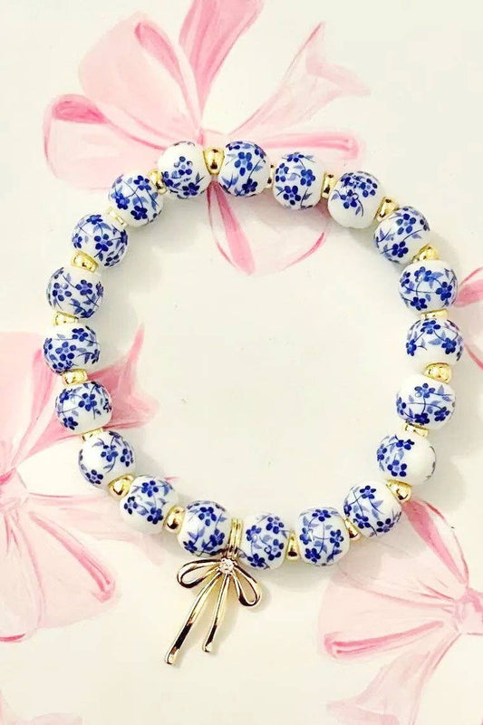 Blue Bow Charm Bracelet