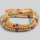 Multi Mixed Stone And Metallic Beaded Bracelet Set