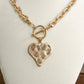 Gold Hammered Heart Toggle Necklace