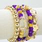 Mustard & Purple Multi Strand Bead Bracelet Set