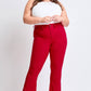 Plus Ruby Red Hyperstretch High-Rise Flare Pants