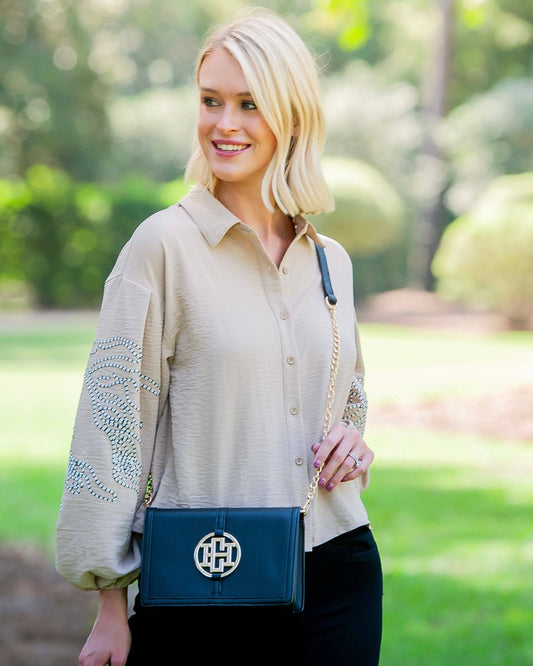 Black Cecilia Circle Logo Handbag