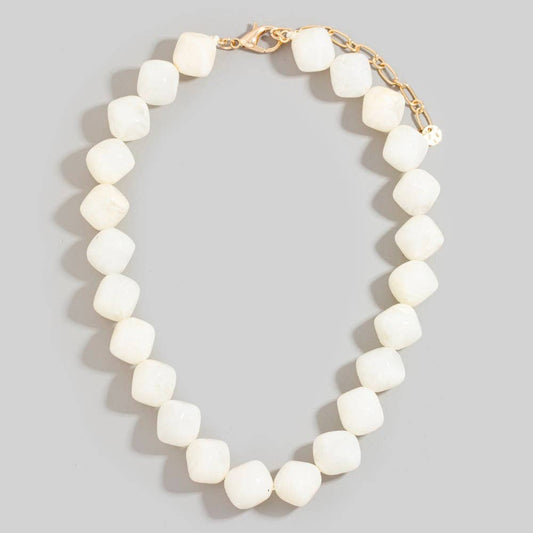 Ivory Marble Resin Beaded Necklace