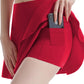 Red High Waisted Fitness Skort