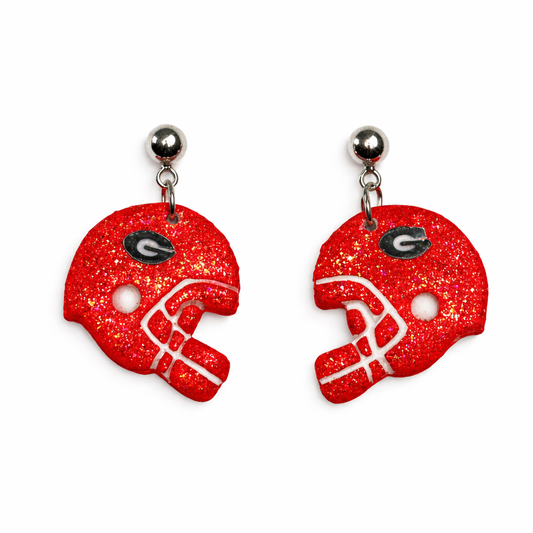 GA Football Helmet Glitter Dangle Earrings