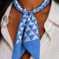 Blue Geometric Print Scarf Necklace