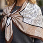 Beige Elegant Cherry Blossom Silky Square Scarf