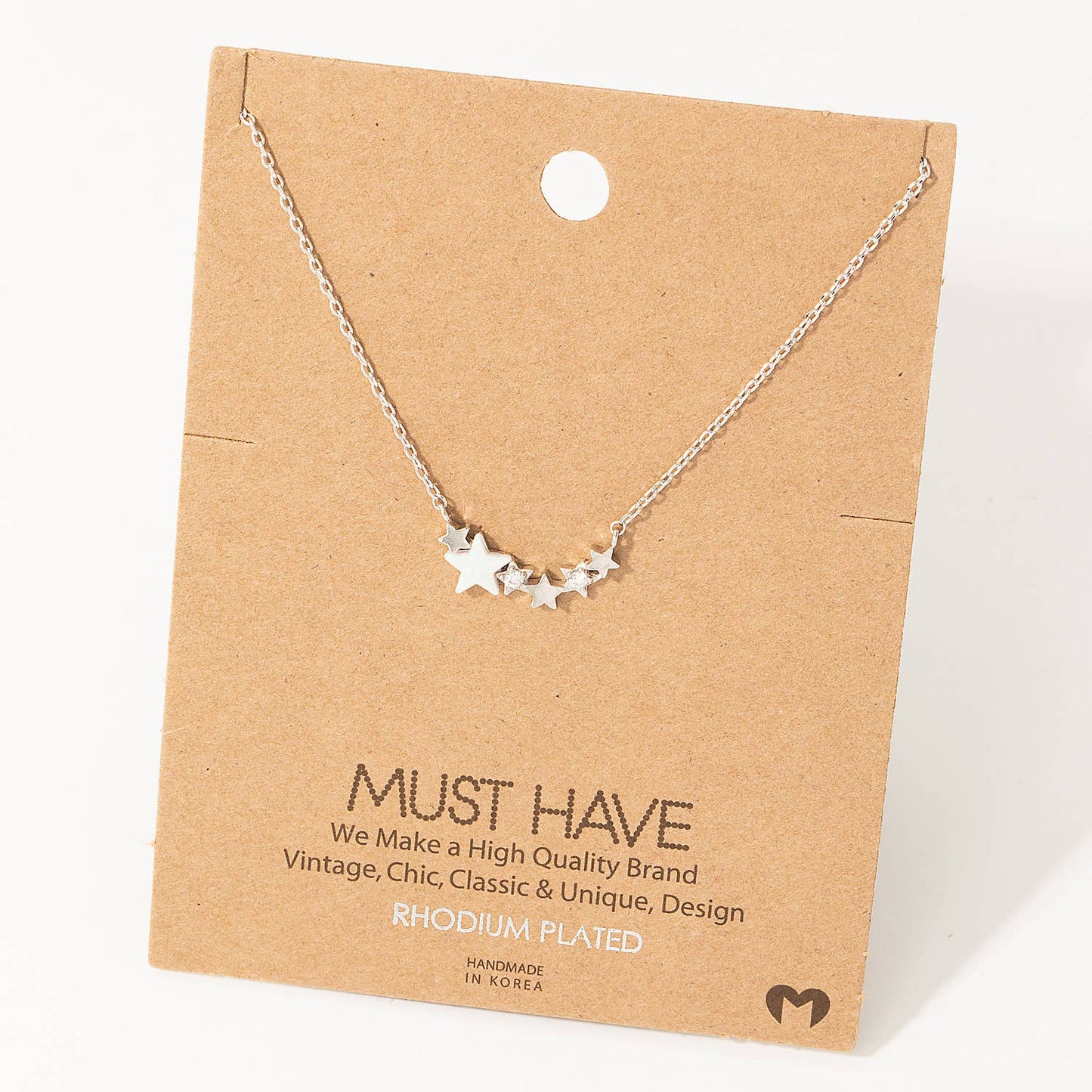 Silver Dainty Multi Star Charm Necklace