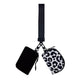 Black Leopard Dual Pouch Wristlet Keychain Wallet