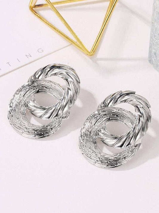 Silver Geometric Drop Earrings