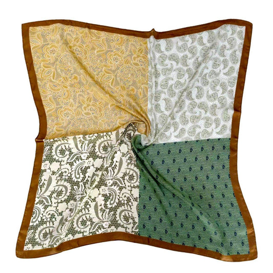 Brown Paisley Print Square Scarf