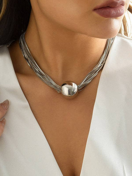 Silver Wire Chain Statement Necklace