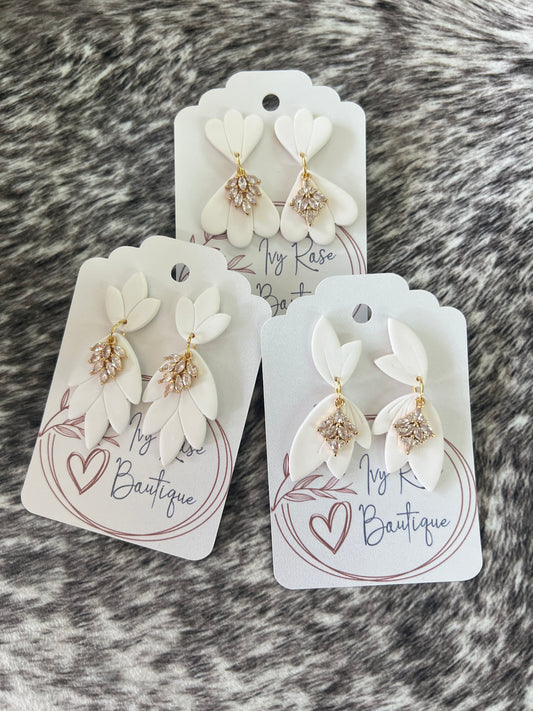 White Bridal Charm Earrings Collection