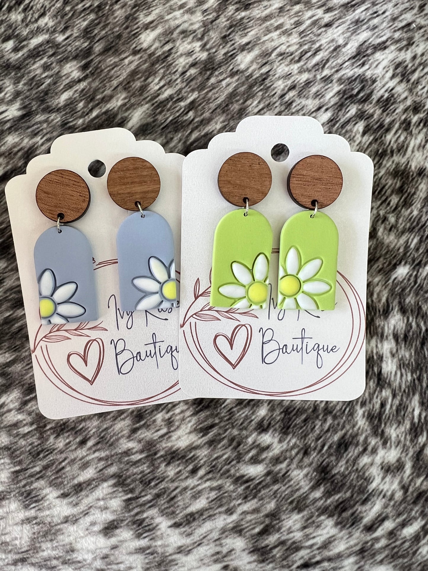 Clay Dangle Earrings with Flower