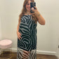 Zebra Print Sheer Overlay Maxi Dress
