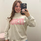 Pink Gingham Jesus Mock Neck Sweatshirt