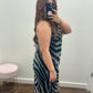 Zebra Print Sheer Overlay Maxi Dress