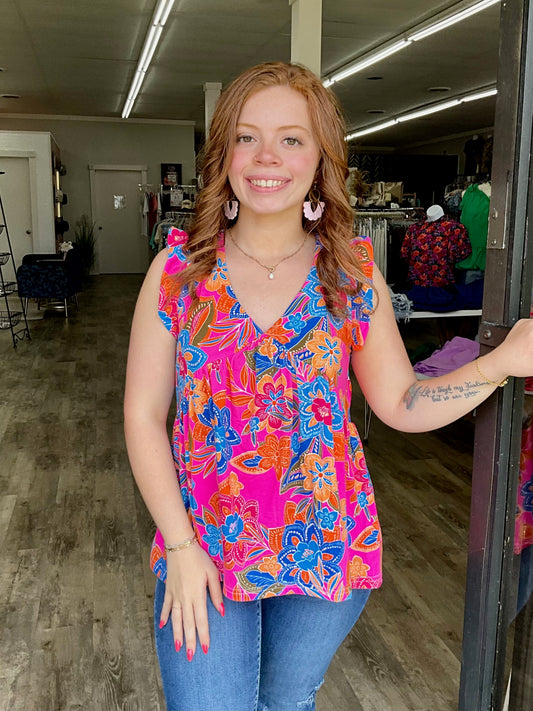 Boho Pattern Flounce Top