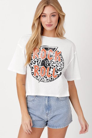 "Rock & Roll" Cropped Graphic Top