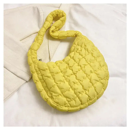 Yellow Puffer Tote Slouch Bag