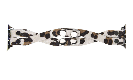Thin Crisscross Vegan Leather Apple Watch Band: 38/40/41mm / White Leopard