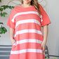 Plus Coral Stripe T-Shirt Dress