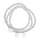 Silver Metal Disc with Charms Set of 3 Stretch Bracelets
