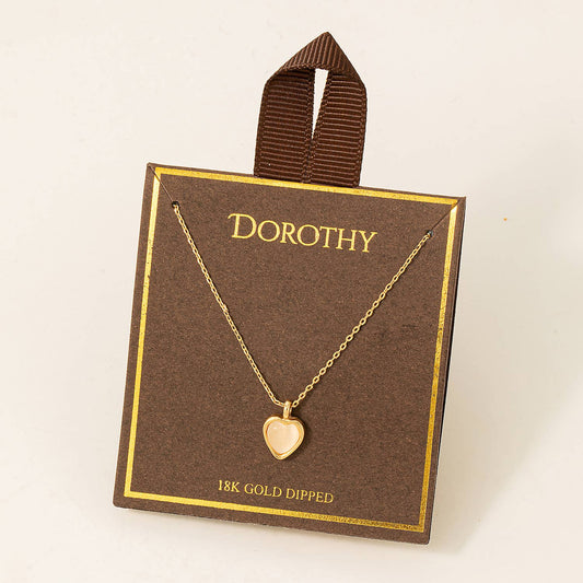 Gold Dipped Heart Gem Pendant Necklace