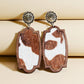 Cow print wood earrings