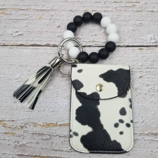 Cow Leather Tassel Card Case Bracelet Keychain