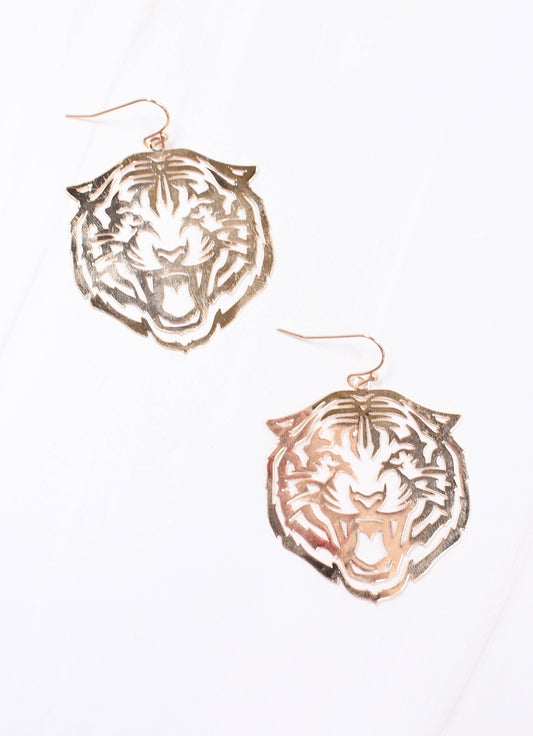 Terrific Tiger Cutout Earring GOLD