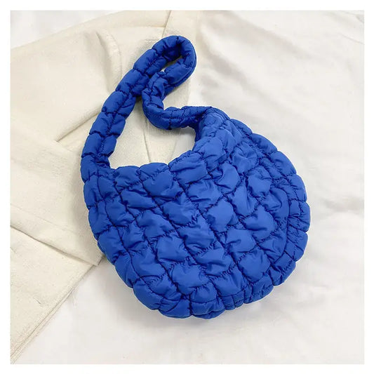 Royal Blue Puffer Tote Slouch Bag