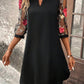 Black Dress With See Through Mesh Floral Sleeves