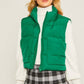 Green Puffer Vest With Pockets