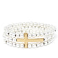 Silver Beaded with Gold Cross Stretch Bracelet Set