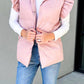 Plain Flutter Sleeves Puff Buttoned Vest Jacket / Pink