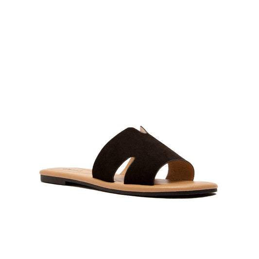 Qupid CASTEL-56A Women Black Strap Flat Casual Sandals