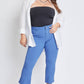 Plus Hyperstretch Cropped Kick Flare Pants:Blue Bay