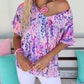 Pink V Neck Abstract Floral Top