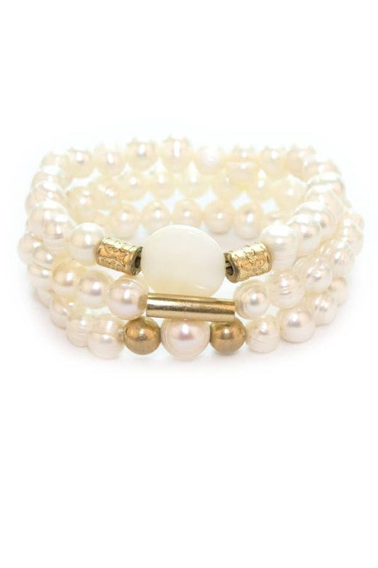 Real Pearl Beads Stretch Bracelet