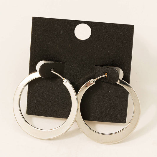 Silver Latch Hoop Earrings