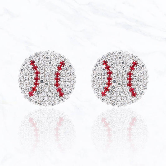 Baseball Rhinestone Post Earrings